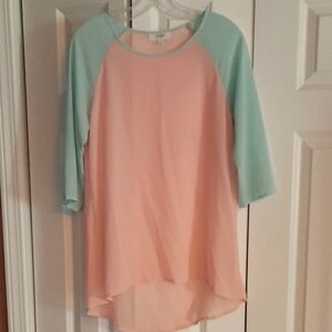 Mint and Peach Umgee Sheer Top